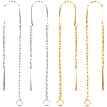 4 пары 2 цвета сплава серьги-гвоздики фурнитура, ушные резьбы, с 925 булавками из стерлингового серебра и горизонтальными петлями