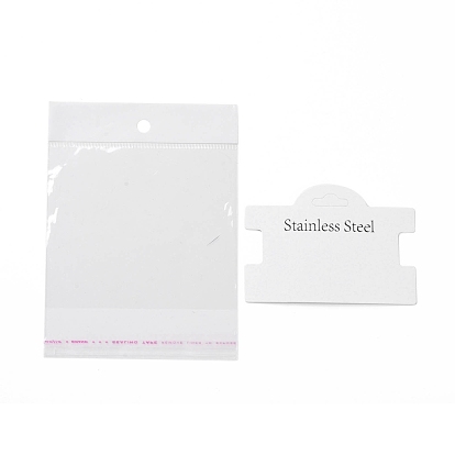 Paper Hair Clip Display Cards, with OPP Cellophane Bags, Rectangle with Word Stainless Steel