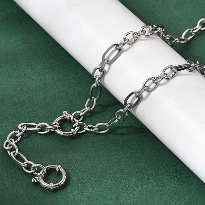 5.5мм 201 Текстурированные цепочки Фигаро из нержавеющей стали, унисекс, не тускнеет