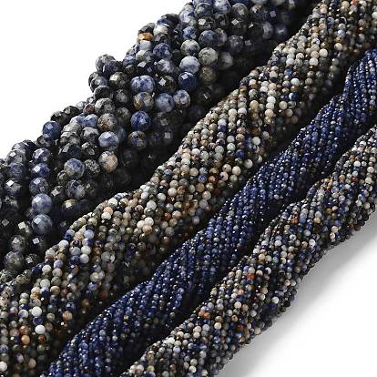 Природный содалит бисер нитей, граненые круглые