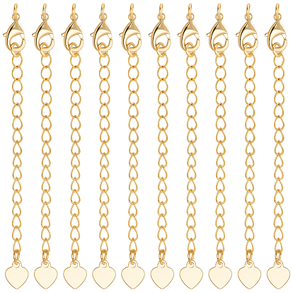20шт. латунный удлинитель цепи, с карабин-лобстерами , без никеля , сердце