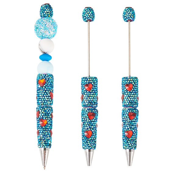 2шт. полимерная глина стразы шариковая ручка, бисерная ручка, с железной фурнитурой, для индивидуальной ручки с ювелирными бусинами, сердце