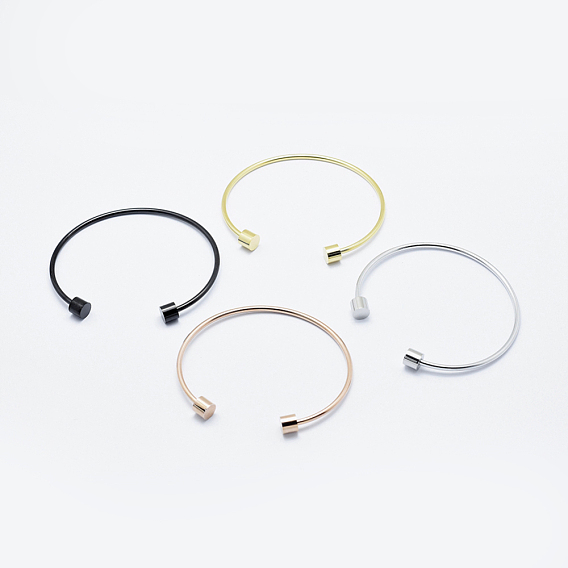Eco-Friendly 316 Surgical Stainless Steel Cuff Bangle Making, with Removable Column Beads, Long-Lasting Plated
