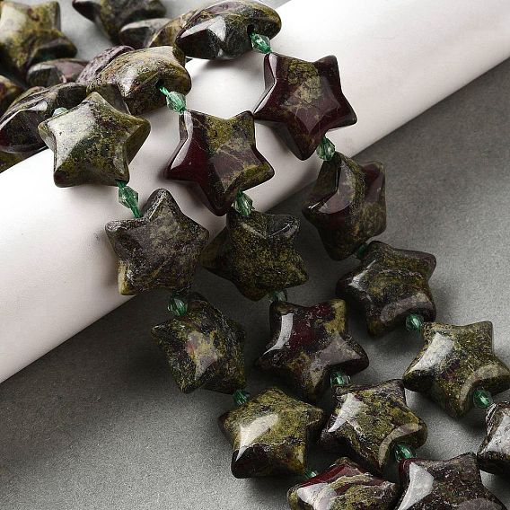 Бисер натуральный дракон крови пряди, с бисером, звезда