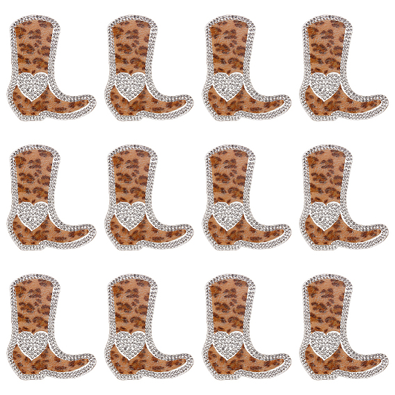 12 шт. полиэстеровые заплатки для одежды, ботинки с леопардовым принтом