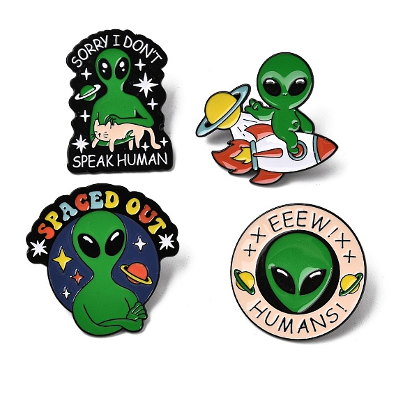 Инопланетные эмалированные значки, Черные металлические застежки для значков на лацкан для рюкзака или одежды