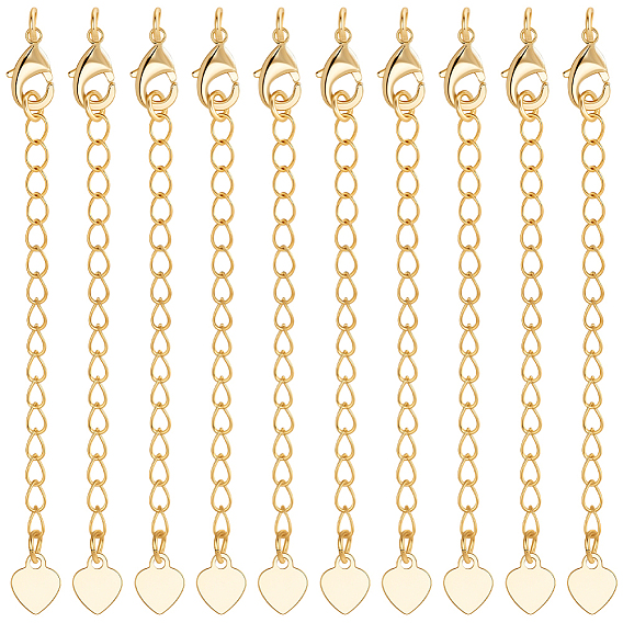 20шт. латунный удлинитель цепи, с карабин-лобстерами , без никеля , сердце