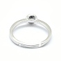 925 Sterling Silver Finger Ring Components, For Half Drilled Beads, Flat Round