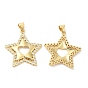 Brass Micro Pave Cubic Zirconia Pendants, Lead Free & Cadmium Free, Star with Heart Charms