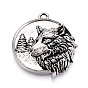 Сплавочные подвески тибетского стиля, плоский круглый и волк, без кадмия и без свинца
