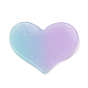 Resin Cabochons, with Glitter Powder, Imitation Jelly Style, Two Tone, Heart