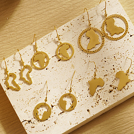 Серьги с подвесками в форме африканской карты, с 304 крючков из нержавеющей стали