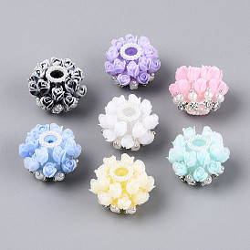 Акриловые стразы из смолы и АБС-пластика, имитация жемчуга, круглая с цветком, для изготовления бисерных ручек