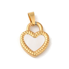 Ion Plating(IP) 304 Stainless Steel Pendants, with Pave Shell, Heart Charm