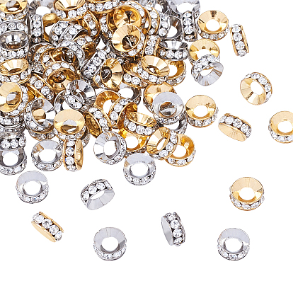 Flat Round Alloy Rhinestone Bead Spacers