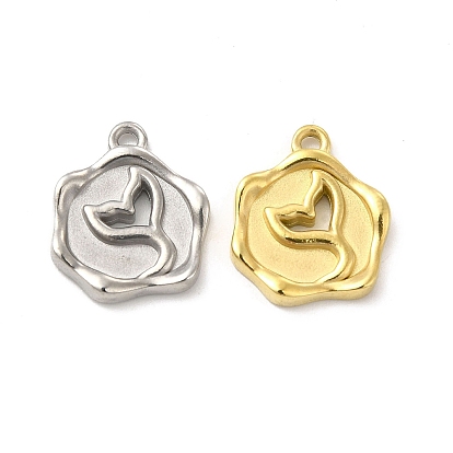 Ионное покрытие (ip) 304 подвески из нержавеющей стали, цветок с подвеской рыбий хвост