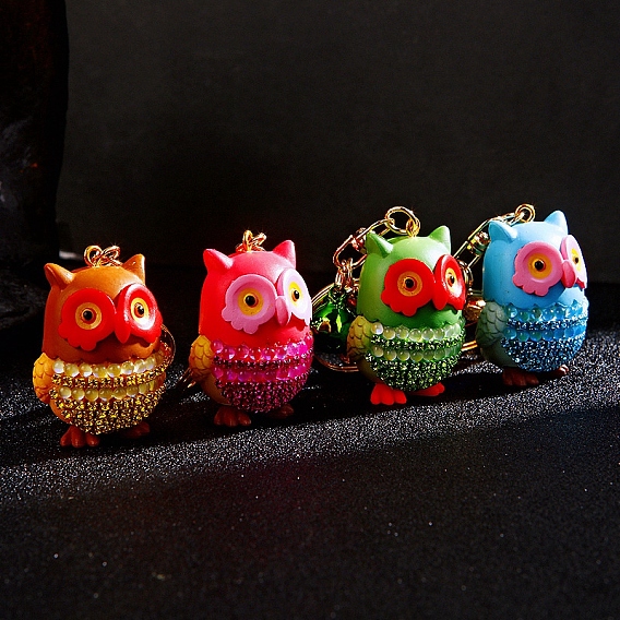 Смолы брелок, со стразами, сова