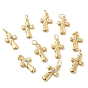 Brass Pendants, with Enamel, Real 18K Gold Plated, Long-Lasting Plated, Cross with Evil Eye Charm