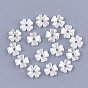 4-Petal ABS Plastic Imitation Pearl Bead Caps, Flower