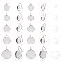 40Pcs 5 Styles Flat Round 304 Stainless Steel Earring Hooks Settings, with 40Pcs Transparent Glass Cabochons, for DIY Earring Making Kits