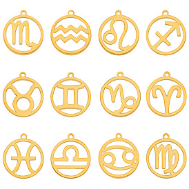 Stainless Steel Pendants, Golden, Laser Cut, Constellation Charm