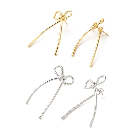 Brass Stud Earrings for Women, Bowknot