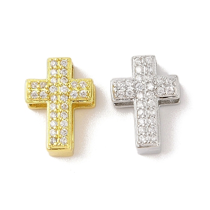 Покрытие стойки латунные прозрачные бусины из кубического циркония, без кадмия и без свинца, долговечный, крестик