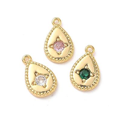 Латунные микро проложить кубического циркония прелести, очарование слезы, реальный 18 k позолоченный, без никеля 