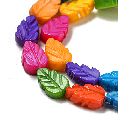 Natural Freshwater Shell Beads Strands, Dyed, Leaf