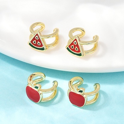 Серьги-манжеты с эмалью из латуни, реальный 18 k позолоченный