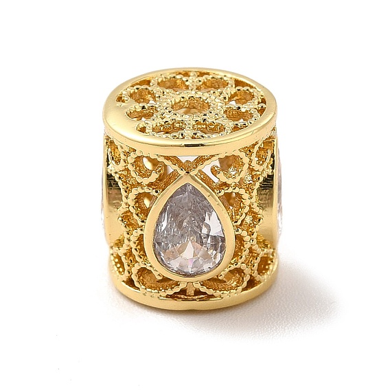 Стойки обшивки латунь кубического циркония бусы, без кадмия и без свинца, полая колонна с каплевидным узором