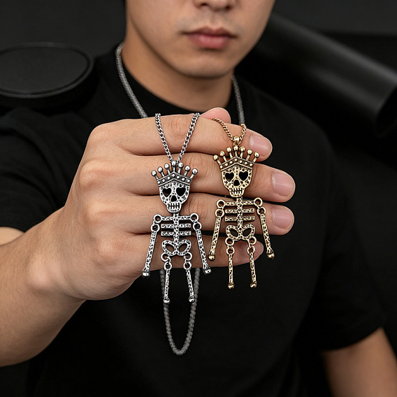 Collares colgantes de esqueleto de Halloween de aleación vintage