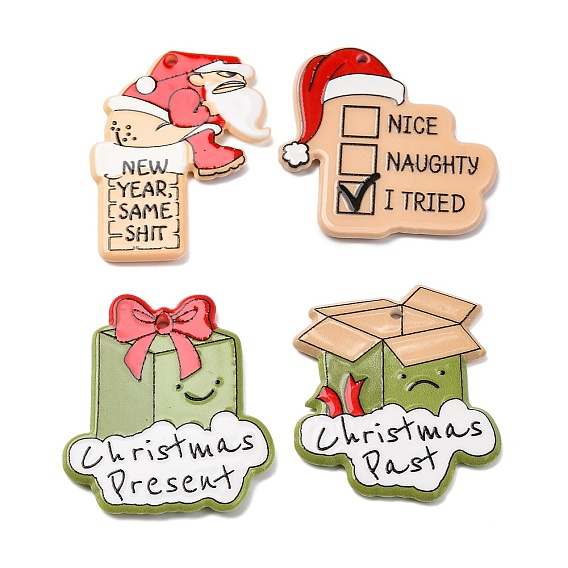 Рождественская серия напечатанные непрозрачные акриловые подвески