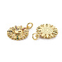 Brass Micro Pave Cubic Zirconia Pendants, with Jump Rings, Nickel Free, Sunflower