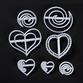7Pcs Vortex & Heart Food Grade Plastic Cookie Cutter Set, Bakeware Tools