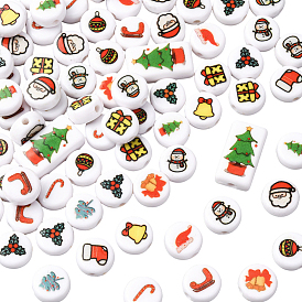 100шт. непрозрачные акриловые бусины с рождественской тематикой, разнообразные