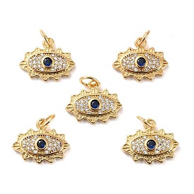 Brass Micro Pave Cubic Zirconia Pendants, Long-Lasting Plated, Cadmium Free & Lead Free, Eye