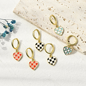 Geometric Heart Earrings for Women, Fashionable and Retro Drop Oil Love Ear Jewelry