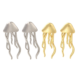 Rack Plating Jellyfish Brass Stud Earrings, Lead Free & Cadmium Free, Long-Lasting Plated