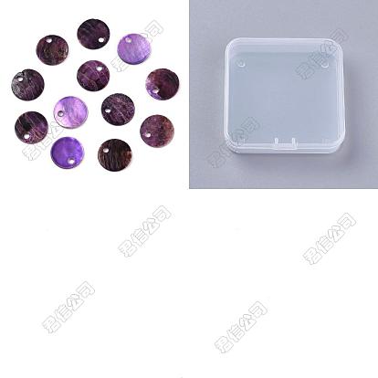 Colgantes de concha de akoya natural, encantos redondos planos de concha de nácar, teñido
