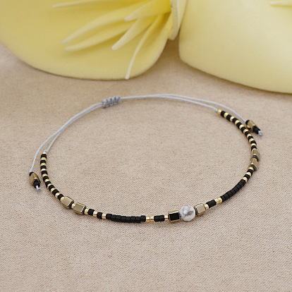 Bohemian Style Handmade Braided Friendship Bracelet with Semi-Precious Beads for Women