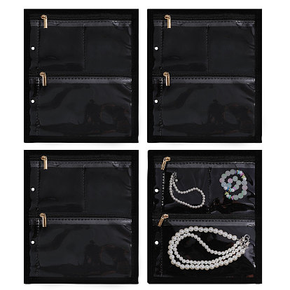 Pochettes à bijoux en tissu Oxford avec fermeture éclair, rectangle, boucles d'oreilles bracelets bagues