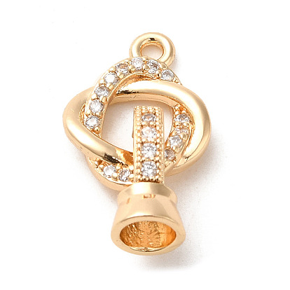 Brass Micro Pave Cubic Zirconia Pendant, Double Round