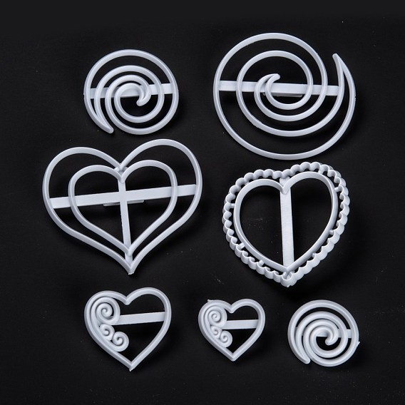 7Pcs Vortex & Heart Food Grade Plastic Cookie Cutter Set, Bakeware Tools