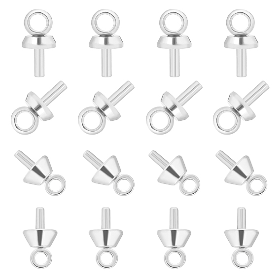 304 Stainless Steel Cup Pearl Peg Bails Pin Pendants, For Half Drilled Beads