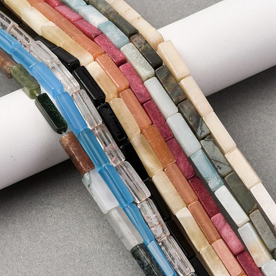 Природные смешанные камень бисер пряди, кубоид, смешанные окрашенные и неокрашенные