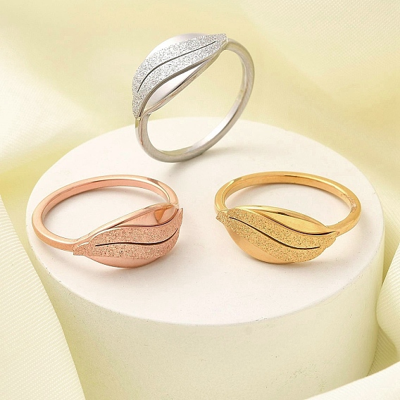 Текстурированный лист 304 перстень из нержавеющей стали для женщин, ионное покрытие (ip)