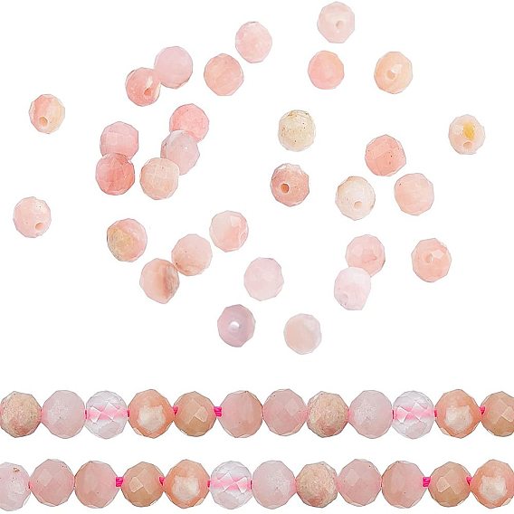 1 Strand Natural Pink Opal Beads Strands, Round, Faceted