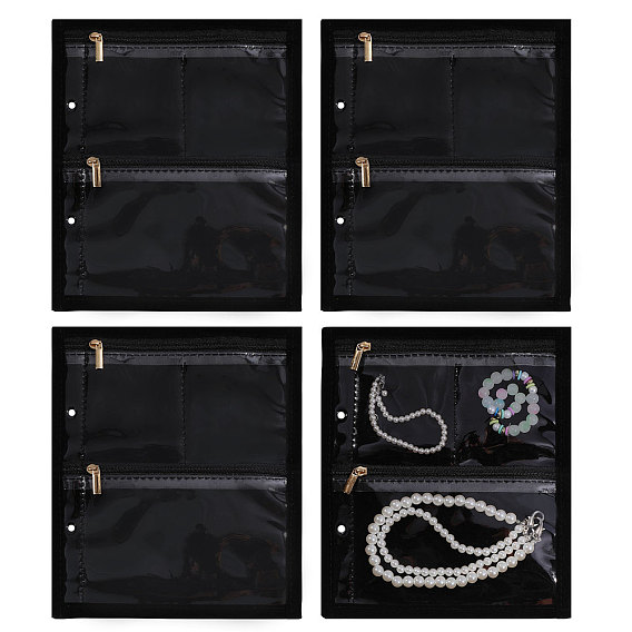 Pochettes à bijoux en tissu Oxford avec fermeture éclair, rectangle, boucles d'oreilles bracelets bagues