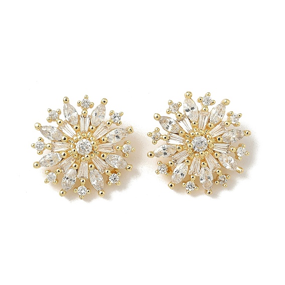 Латунные микро проложить кубического циркония подвески, цветок, ионное покрытие (ip), долговечный, без свинца и без кадмия